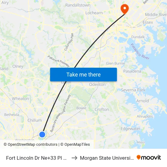 Fort Lincoln Dr Ne+33 Pl NE to Morgan State University map