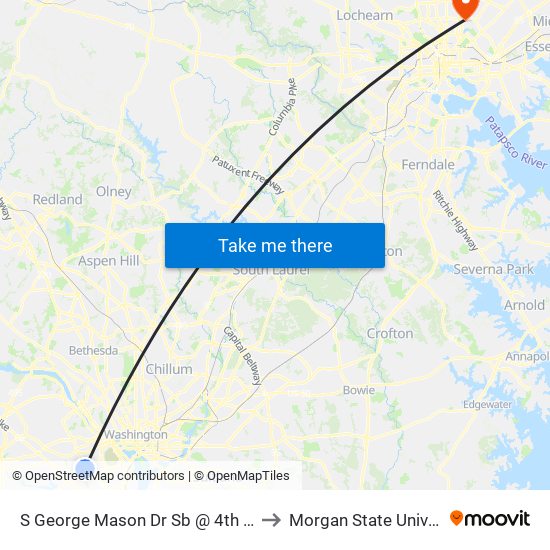 S George Mason Dr Sb @ 4th St S Ns to Morgan State University map