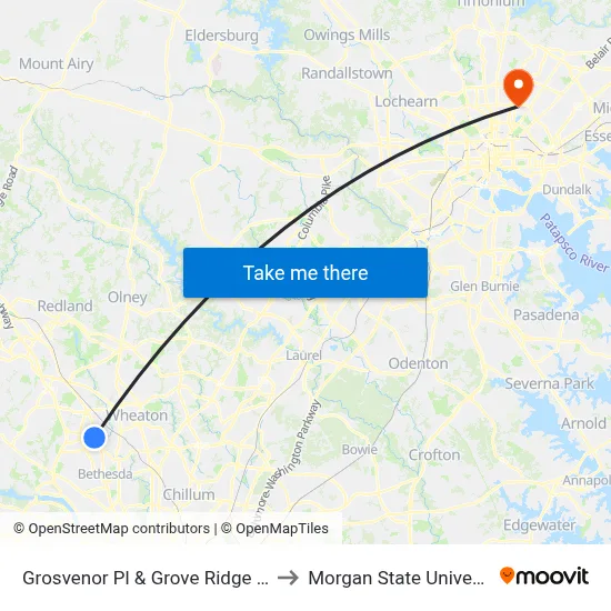 Grosvenor Pl & Grove Ridge Way to Morgan State University map