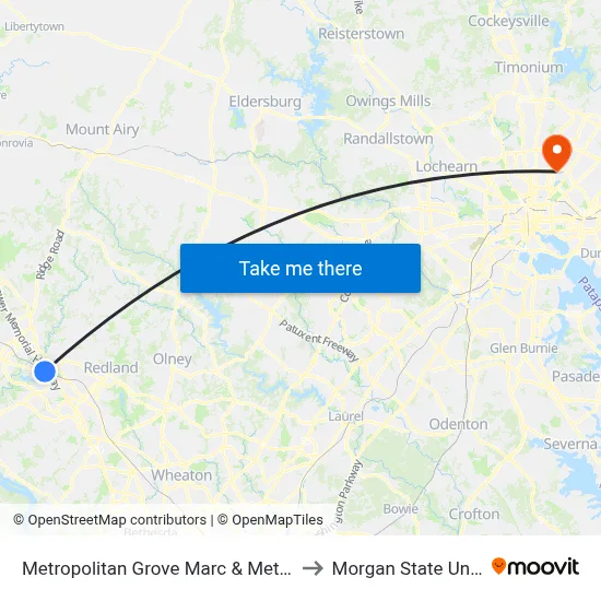 Metropolitan Grove Marc & Metropolitan Ct to Morgan State University map
