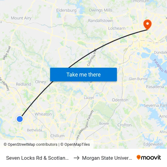 Seven Locks Rd & Scotland Dr to Morgan State University map
