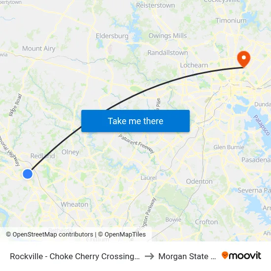 Rockville - Choke Cherry Crossing & Choke Cherry Rd to Morgan State University map