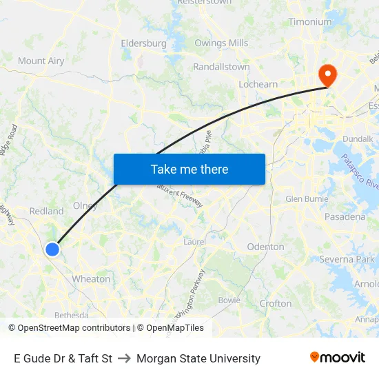 E Gude Dr & Taft St to Morgan State University map