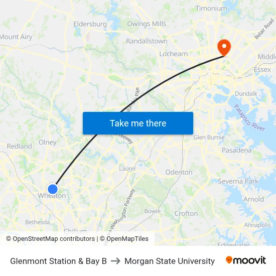 Glenmont Station & Bay B to Morgan State University map