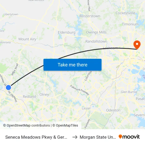 Seneca Meadows Pkwy & Germantown Rd to Morgan State University map
