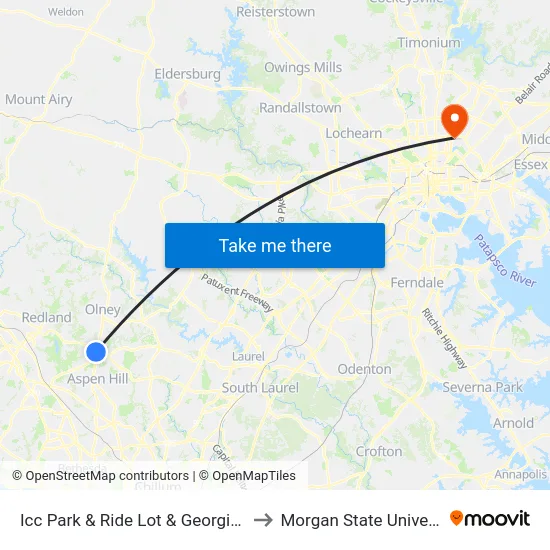 Icc Park & Ride Lot  & Georgia Ave to Morgan State University map