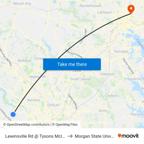 Lewinsville Rd @ Tysons Mclean Dr to Morgan State University map