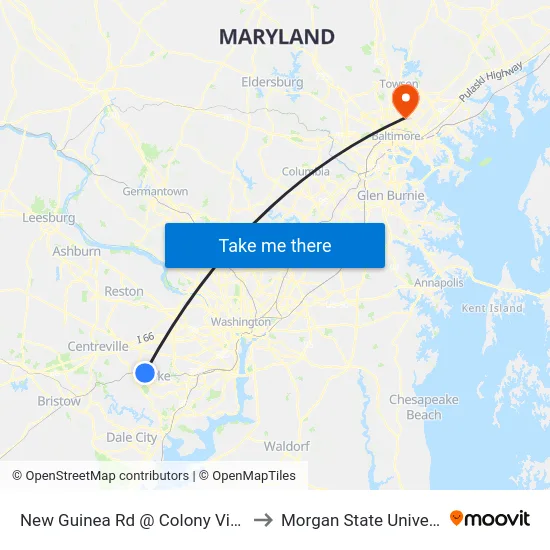 New Guinea Rd @ Colony View Dr to Morgan State University map
