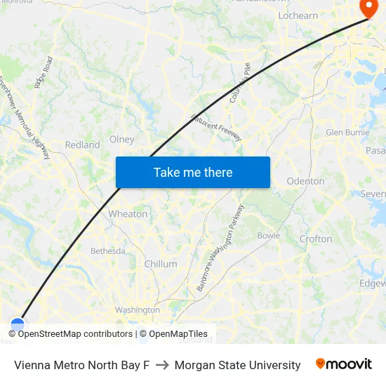 Vienna Metro North Bay F to Morgan State University map