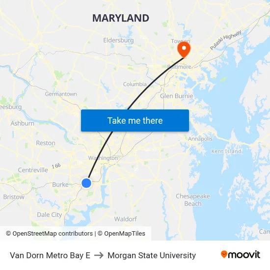 Van Dorn Metro Bay E to Morgan State University map