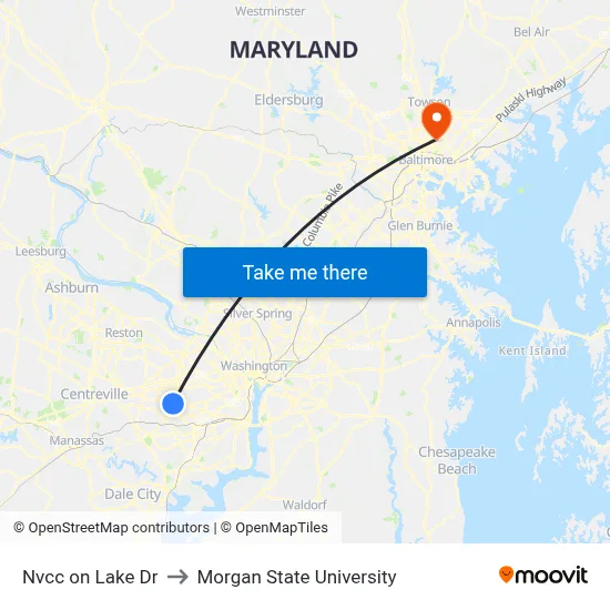 Nvcc on Lake Dr to Morgan State University map