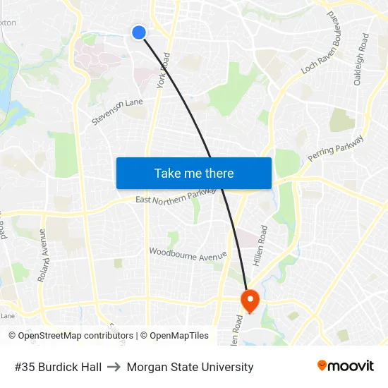 #35 Burdick Hall to Morgan State University map
