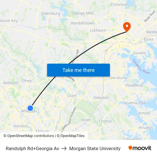Randolph Rd+Georgia Av to Morgan State University map