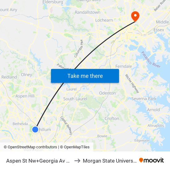 Aspen St Nw+Georgia Av NW to Morgan State University map