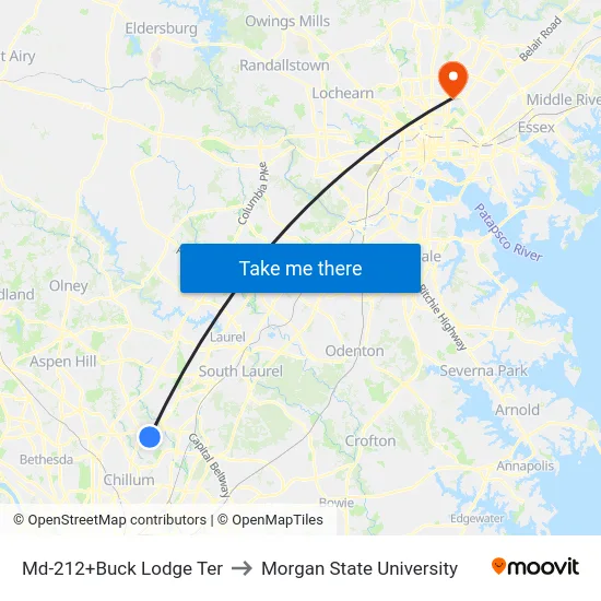 Md-212+Buck Lodge Ter to Morgan State University map
