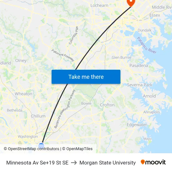 Minnesota Av Se+19 St SE to Morgan State University map