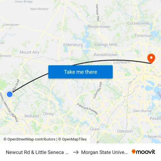 Newcut Rd & Little Seneca Pkwy to Morgan State University map
