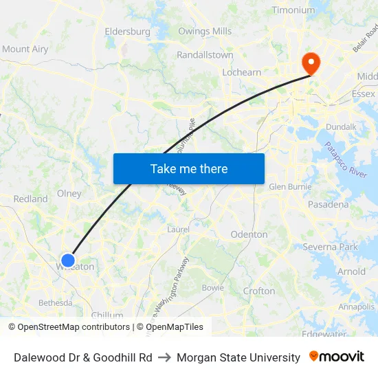 Dalewood Dr & Goodhill Rd to Morgan State University map