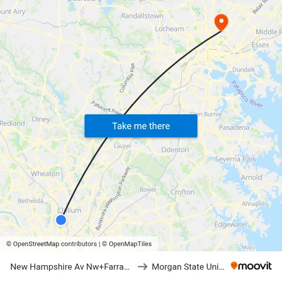 New Hampshire Av Nw+Farragut St NW to Morgan State University map