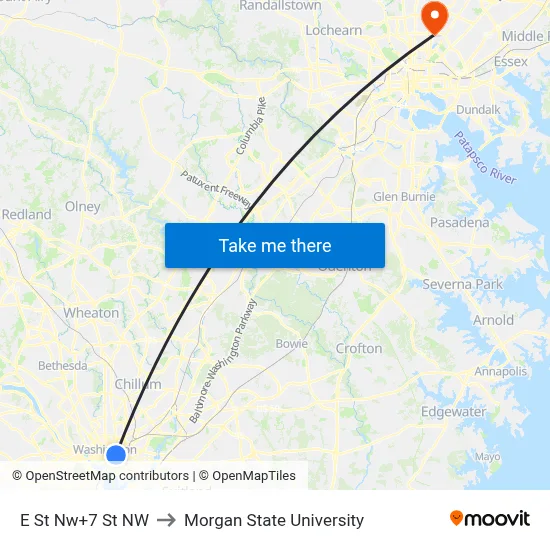 E St Nw+7 St NW to Morgan State University map