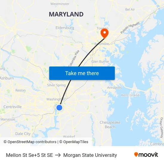 Mellon St Se+5 St SE to Morgan State University map