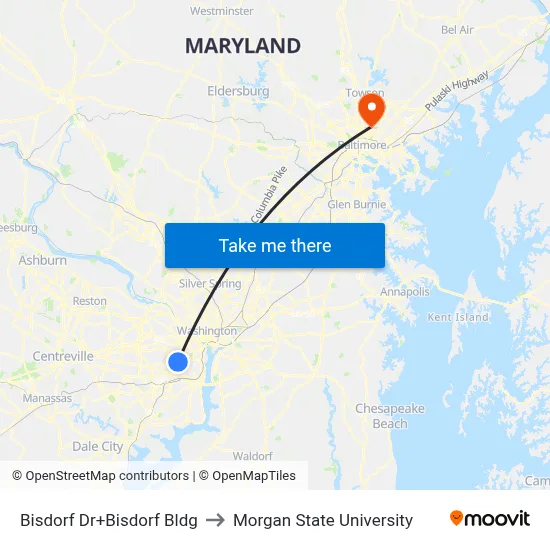 Bisdorf Dr+Bisdorf Bldg to Morgan State University map