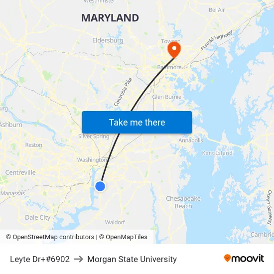 Leyte Dr+#6902 to Morgan State University map