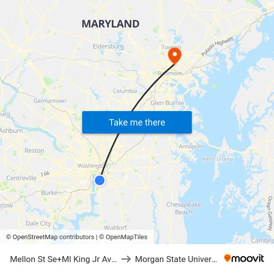 Mellon St Se+Ml King Jr Av SE to Morgan State University map