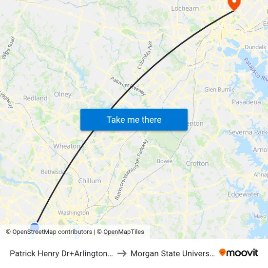 Patrick Henry Dr+Arlington Bl to Morgan State University map