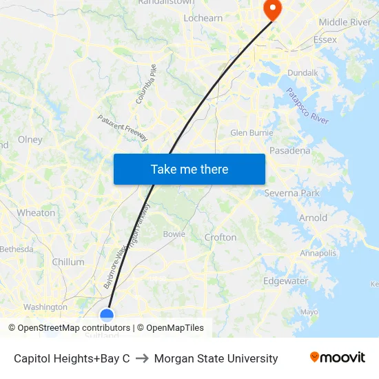 Capitol Heights+Bay C to Morgan State University map