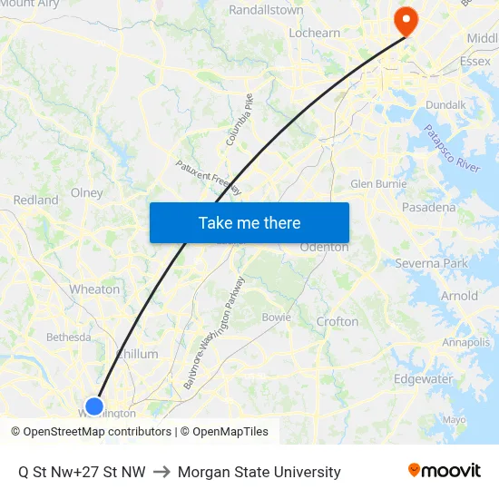 Q St Nw+27 St NW to Morgan State University map