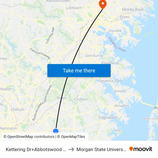 Kettering Dr+Abbotswood Ct to Morgan State University map