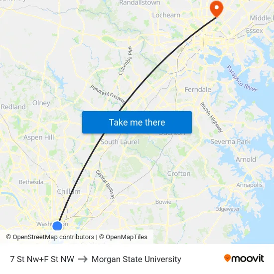 7 St Nw+F St NW to Morgan State University map