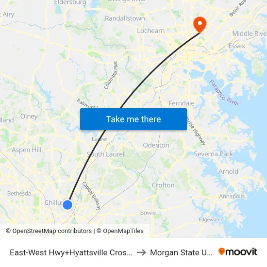 East-West Hwy+Hyattsville Crossing Entrance to Morgan State University map