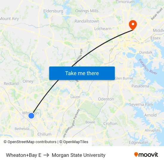 Wheaton+Bay E to Morgan State University map