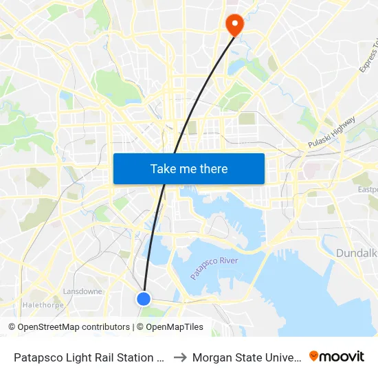 Patapsco Light Rail Station Bay 3 to Morgan State University map