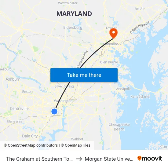 The Graham at Southern Towers to Morgan State University map