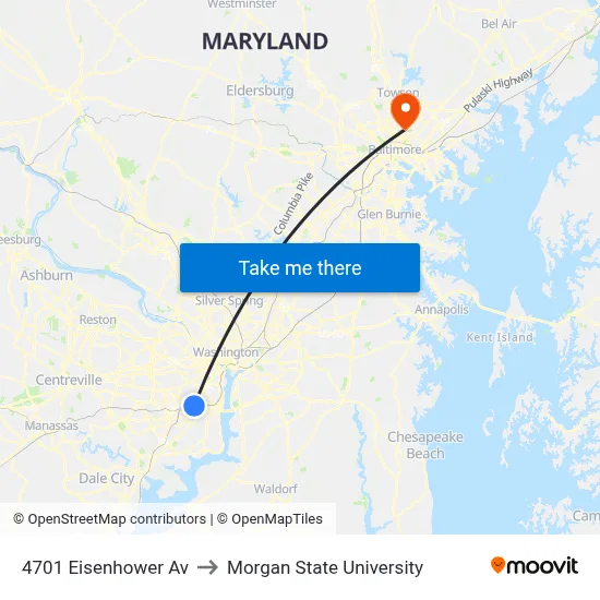4701 Eisenhower Av to Morgan State University map