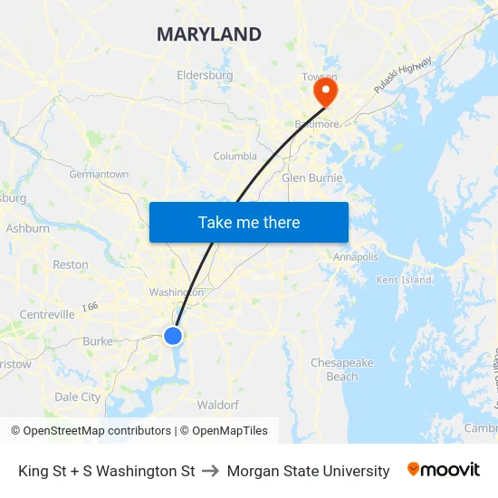 King St + S Washington St to Morgan State University map