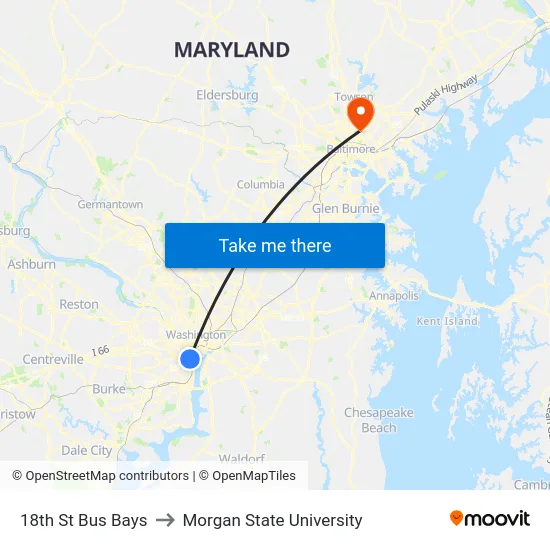 18th St Bus Bays to Morgan State University map