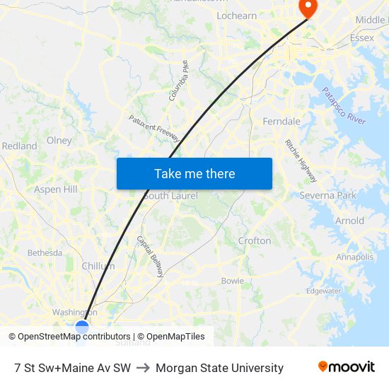 7 St Sw+Maine Av SW to Morgan State University map