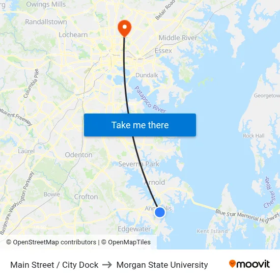Main Street  / City Dock to Morgan State University map