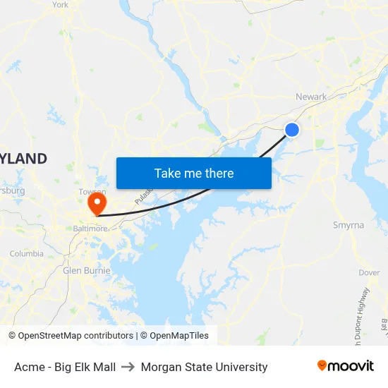 Acme - Big Elk Mall to Morgan State University map