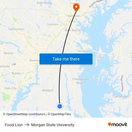 Food Lion to Morgan State University map