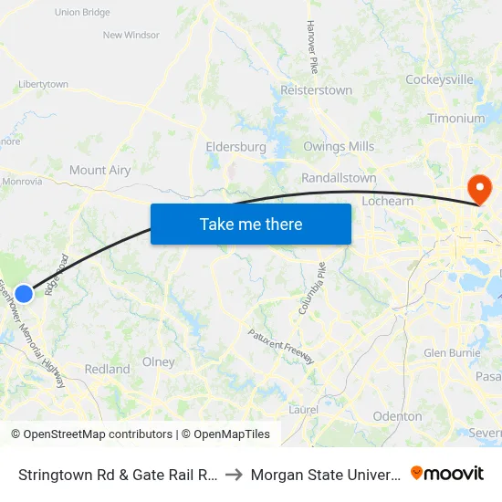 Stringtown Rd & Gate Rail Road to Morgan State University map