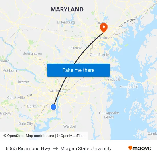 6065 Richmond Hwy to Morgan State University map