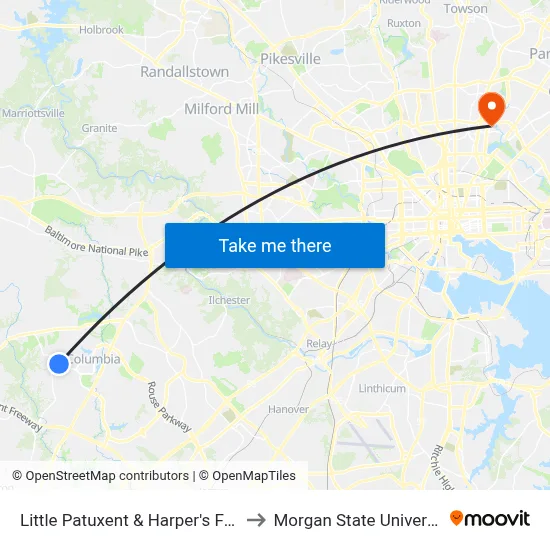 Little Patuxent & Harper's Farm to Morgan State University map