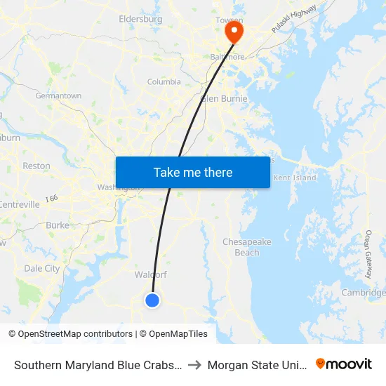 Southern Maryland Blue Crabs Stadium to Morgan State University map
