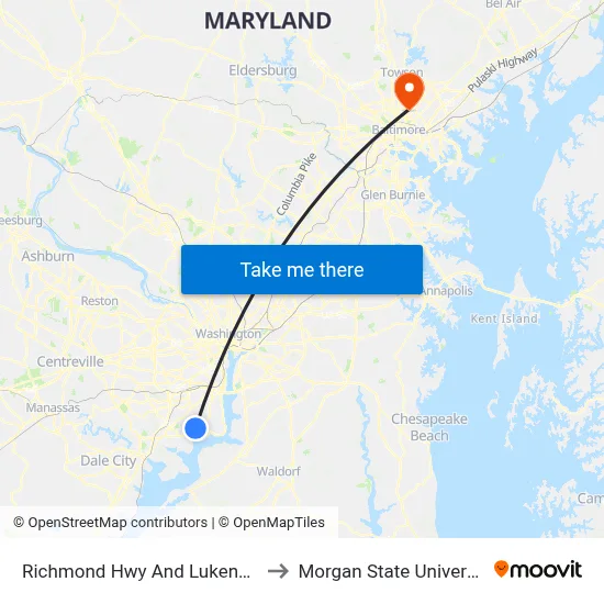 Richmond Hwy And Lukens La to Morgan State University map