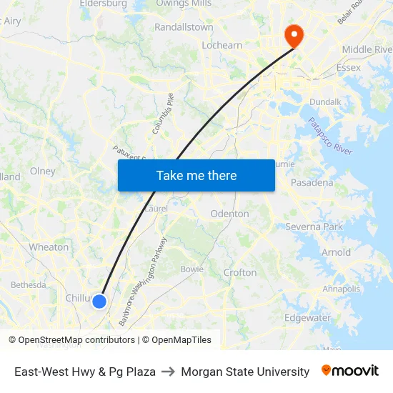 East-West Hwy & Pg Plaza to Morgan State University map
